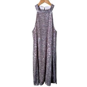 NEW Cable & Gauge Halter Neck Sleevless Sequin Dress Size Large
